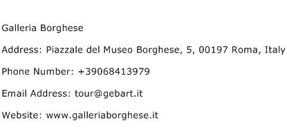 Galleria Borghese Address Contact Number