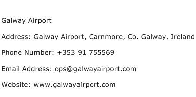 Galway Airport Address Contact Number