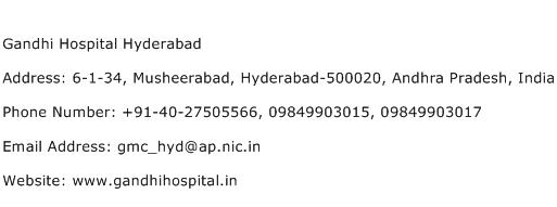 Gandhi Hospital Hyderabad Address Contact Number
