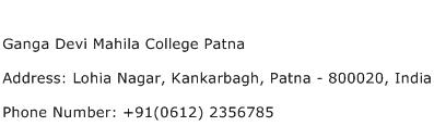 Ganga Devi Mahila College Patna Address Contact Number