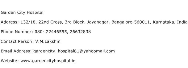 Garden City Hospital Address Contact Number