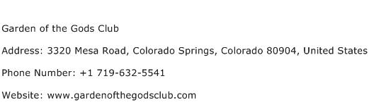 Garden of the Gods Club Address Contact Number