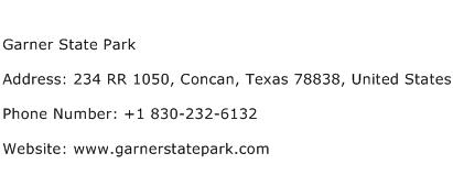 Garner State Park Address Contact Number