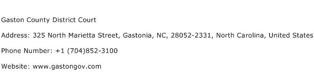 Gaston County District Court Address Contact Number