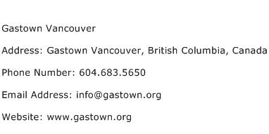 Gastown Vancouver Address Contact Number