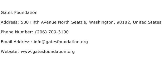 Gates Foundation Address Contact Number