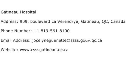 Gatineau Hospital Address Contact Number