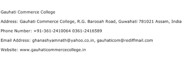 Gauhati Commerce College Address Contact Number