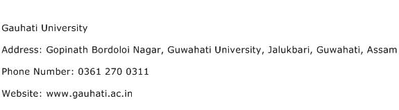 Gauhati University Address Contact Number