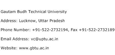 Gautam Budh Technical University Address Contact Number