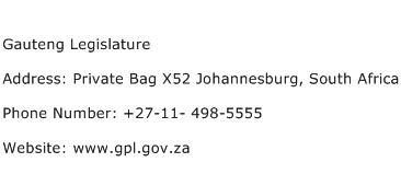 Gauteng Legislature Address Contact Number