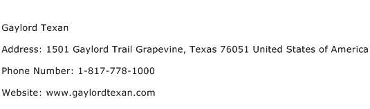 Gaylord Texan Address Contact Number