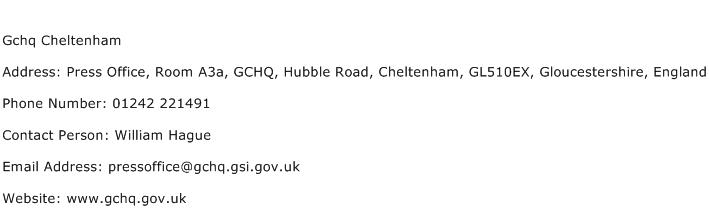 Gchq Cheltenham Address Contact Number