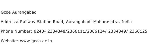 Gcoe Aurangabad Address Contact Number