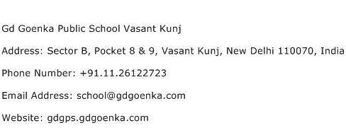 Gd Goenka Public School Vasant Kunj Address Contact Number