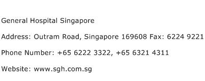 General Hospital Singapore Address Contact Number