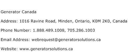 Generator Canada Address Contact Number