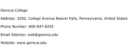 Geneva College Address Contact Number