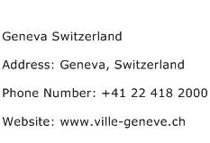 Geneva Switzerland Address Contact Number