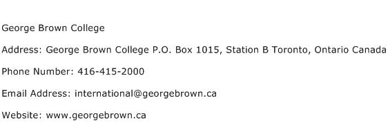 George Brown College Address Contact Number