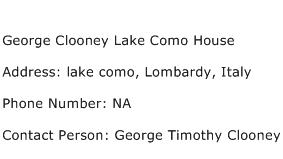 George Clooney Lake Como House Address Contact Number