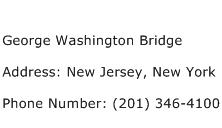 George Washington Bridge Address Contact Number