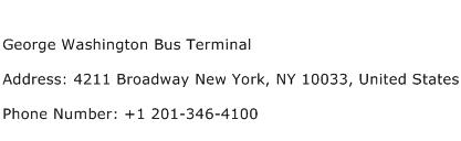 George Washington Bus Terminal Address Contact Number