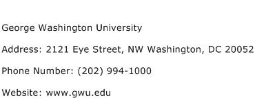 George Washington University Address Contact Number