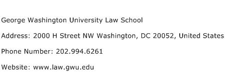 George Washington University Law School Address Contact Number