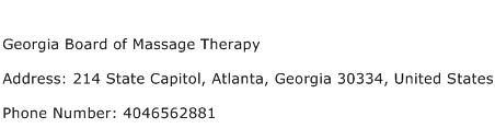 Georgia Board of Massage Therapy Address Contact Number