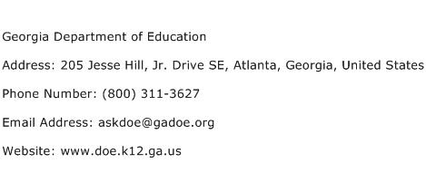 Georgia Department of Education Address Contact Number