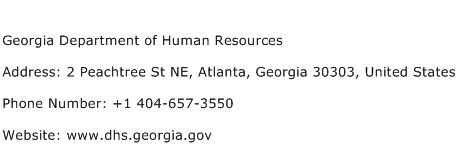 Georgia Department of Human Resources Address Contact Number