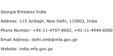 Georgia Embassy India Address Contact Number