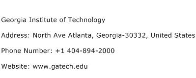 Georgia Institute of Technology Address Contact Number