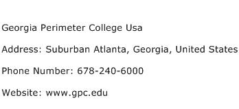 Georgia Perimeter College Usa Address Contact Number