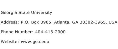 Georgia State University Address Contact Number