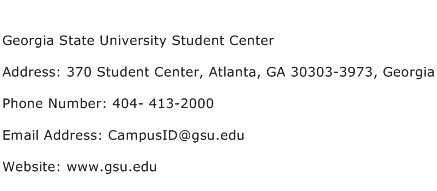 Georgia State University Student Center Address Contact Number