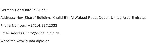German Consulate in Dubai Address Contact Number