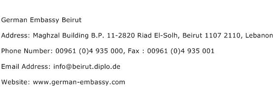 German Embassy Beirut Address Contact Number