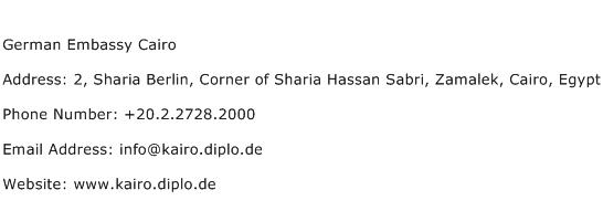 German Embassy Cairo Address Contact Number