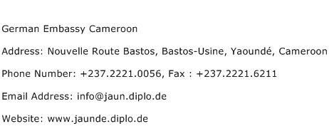 German Embassy Cameroon Address Contact Number