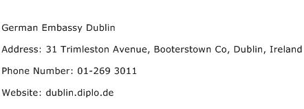 German Embassy Dublin Address Contact Number