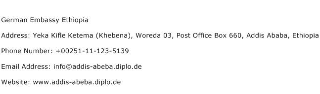 German Embassy Ethiopia Address Contact Number
