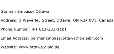 German Embassy Ottawa Address Contact Number