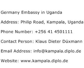 Germany Embassy in Uganda Address Contact Number