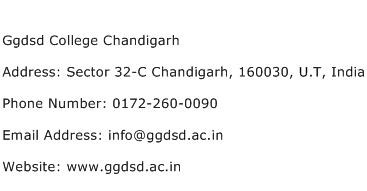 Ggdsd College Chandigarh Address Contact Number