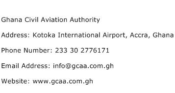 Ghana Civil Aviation Authority Address Contact Number
