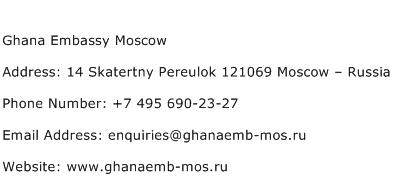 Ghana Embassy Moscow Address Contact Number