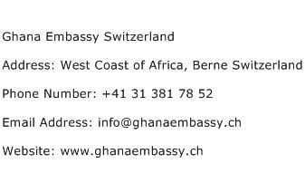 Ghana Embassy Switzerland Address Contact Number