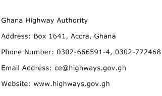 Ghana Highway Authority Address Contact Number